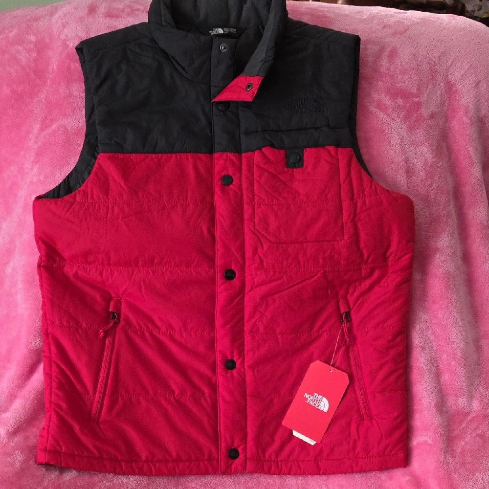 Men's (S) The North Face Urban Explore Two-Tone Red and Black Puffer Vest